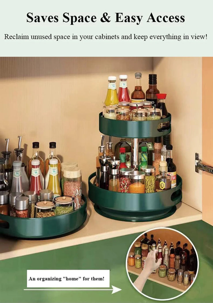 Metal 360 Degree Rotation 2-Tire Spice Rack