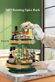 Metal 360 Degree Rotation 2-Tire Spice Rack