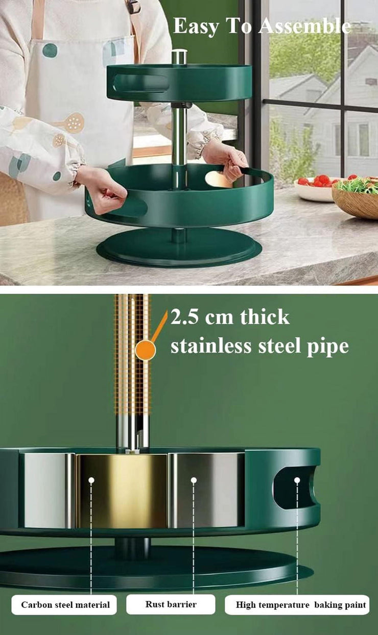 Metal 360 Degree Rotation 2-Tire Spice Rack