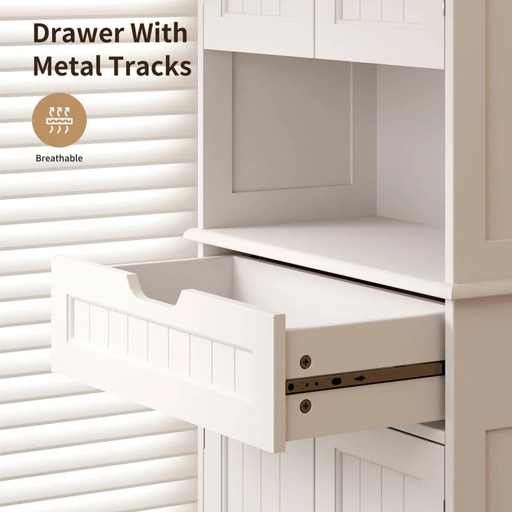 66" H Kitchen Pantry Cabinet with 2 Doors & 1 Drawer & 3 Shelves, Solid & Sturdy, Storage Cabinet for Entryway, Kitchen - White