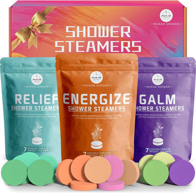 Shower Steamers Aromatherapy, Easter Basket Stuffers Gifts for Her Him 21-Pack Shower Bombs Organic Natural Essential Oil Stress Relief, Unique Birthday Gifts for Her Women Girlfriend Mom Wife Men
