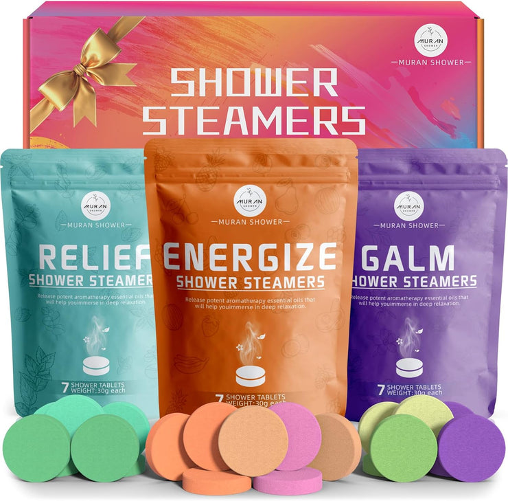 Shower Steamers Aromatherapy, Easter Basket Stuffers Gifts for Her Him 21-Pack Shower Bombs Organic Natural Essential Oil Stress Relief, Unique Birthday Gifts for Her Women Girlfriend Mom Wife Men