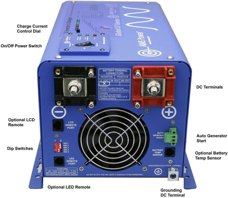 4000 Watt Pure Sine Inverter Charger 48Vdc & 240Vac Input to 120 & 240Vac Split Phase Output 50 or 60 Hz