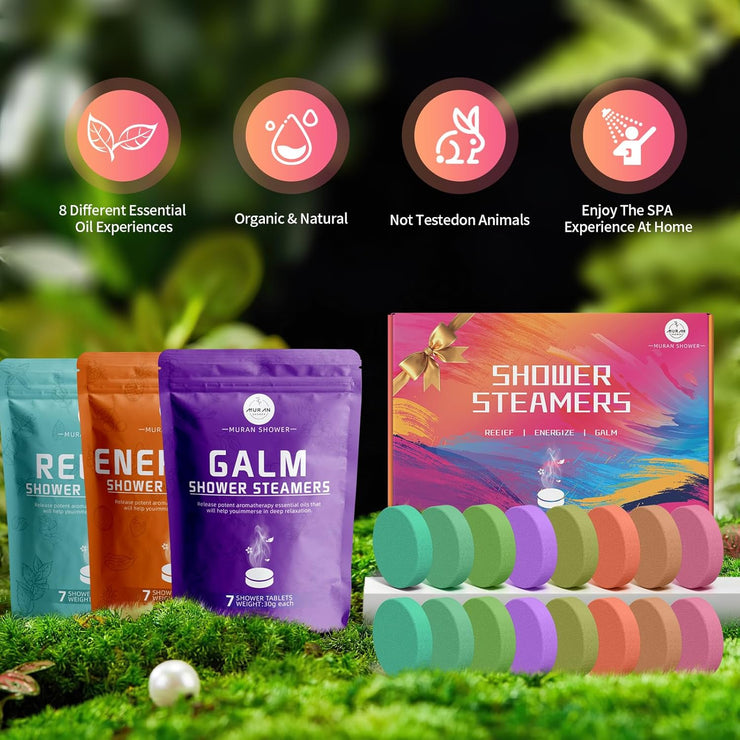 Shower Steamers Aromatherapy, Easter Basket Stuffers Gifts for Her Him 21-Pack Shower Bombs Organic Natural Essential Oil Stress Relief, Unique Birthday Gifts for Her Women Girlfriend Mom Wife Men