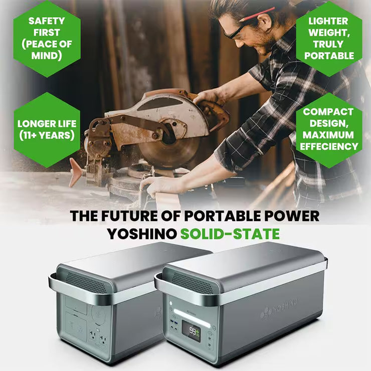 Solid-State Solar Battery Generator 4,000W (2,611Wh) Button Start with 600W (3X 200W) Solar Panels, Camping, Home, RV