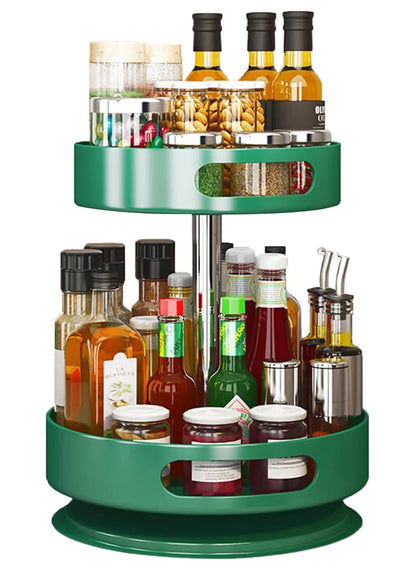 Metal 360 Degree Rotation 2-Tire Spice Rack