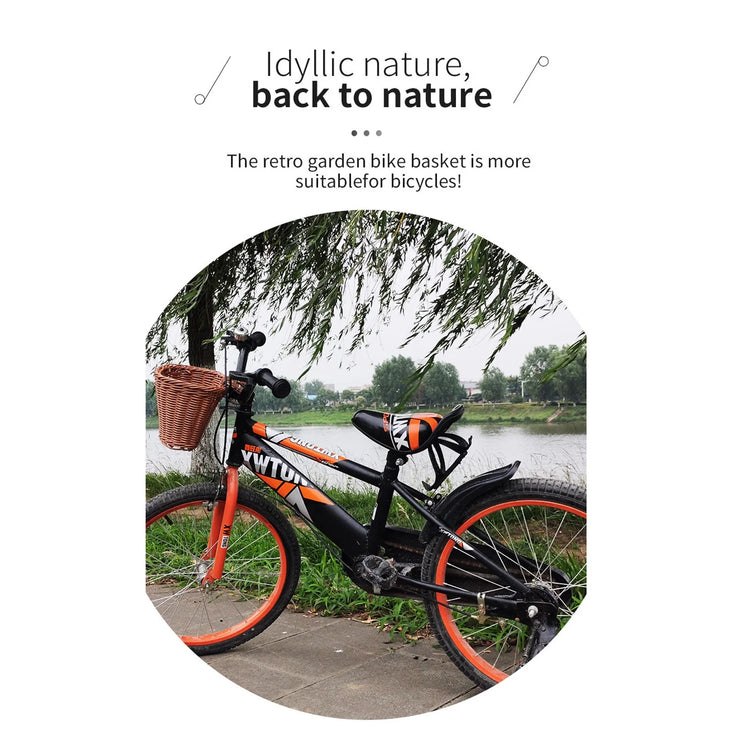 2023 Home Storage and Organization Bike Basket, Kids Front Handlebar Bike Basket, Rattan Woven Bicycle Basket