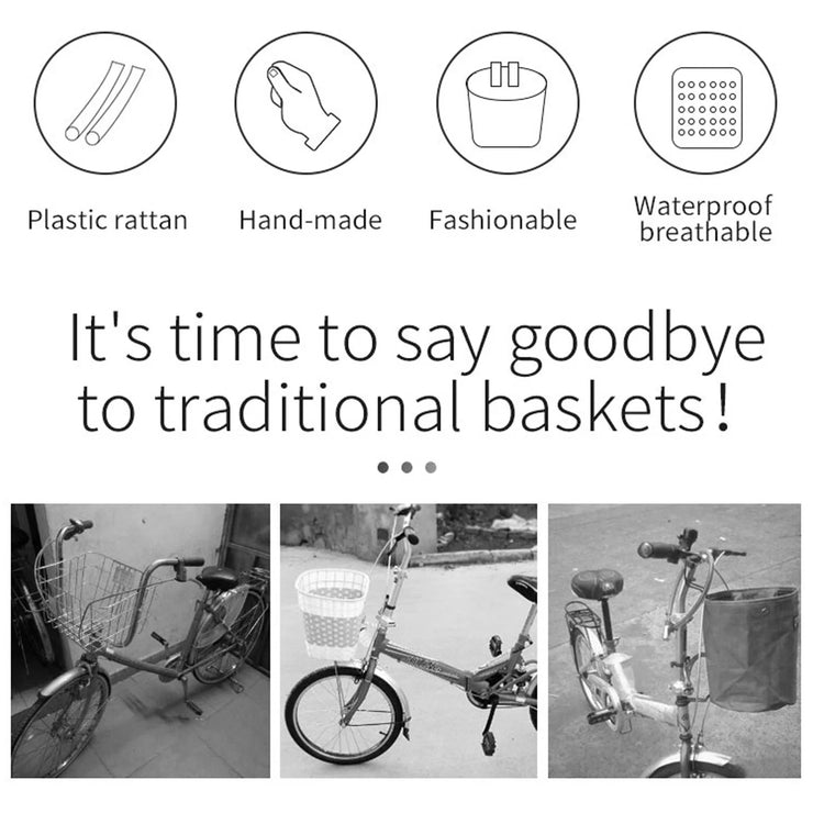 2023 Home Storage and Organization Bike Basket, Kids Front Handlebar Bike Basket, Rattan Woven Bicycle Basket
