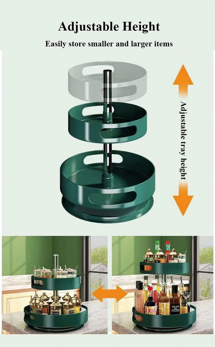 Metal 360 Degree Rotation 2-Tire Spice Rack