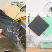 Silicone Trivets Mats Set, Silicone Hot Pads Pot Mat for Countertop, Trivet Pads Heat Resistant, Table Placemats, Square Small Drying Mats, 4 Pack, Black Trivets