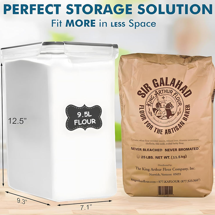 2 PC (9.5L | 321 Oz) Extra Large Bulk Food Storage Containers with Airtight Lids for Flour, Sugar, Rice, Cereal & Pasta - Leakproof, Bpa-Free Plastic Canisters for Kitchen & Pantry Organization