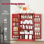 41" Kitchen Pantry, Farmhouse Pantry Cabinet, Storage Cabinet with Doors and Adjustable Shelves (Red)