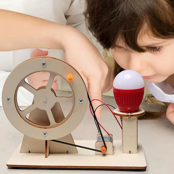 Manual Electricity Generator Toy Education Science Kit Wooden Educational Science Kit Generators Science Project for Kids