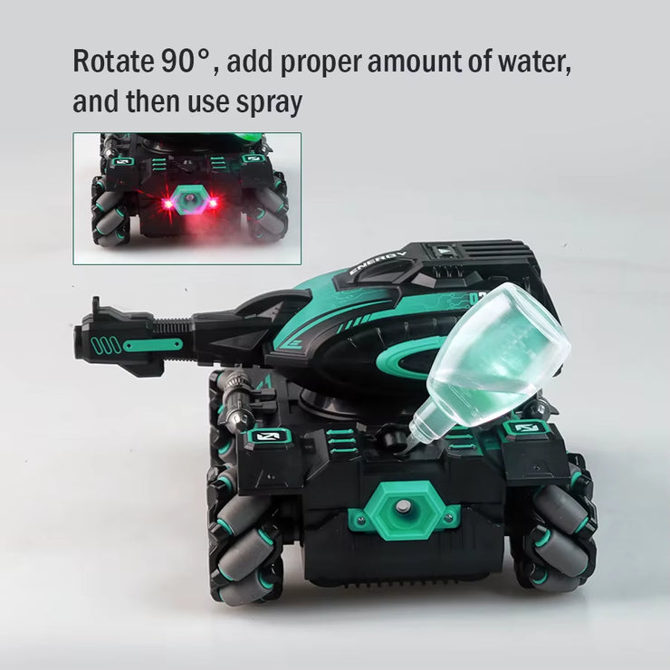 RC Spray Car 2.4G Four-Wheel Stunt Launch Water Polo Tank Car Boy Machine Armour Toy Car Watch Requires Additional Purchase