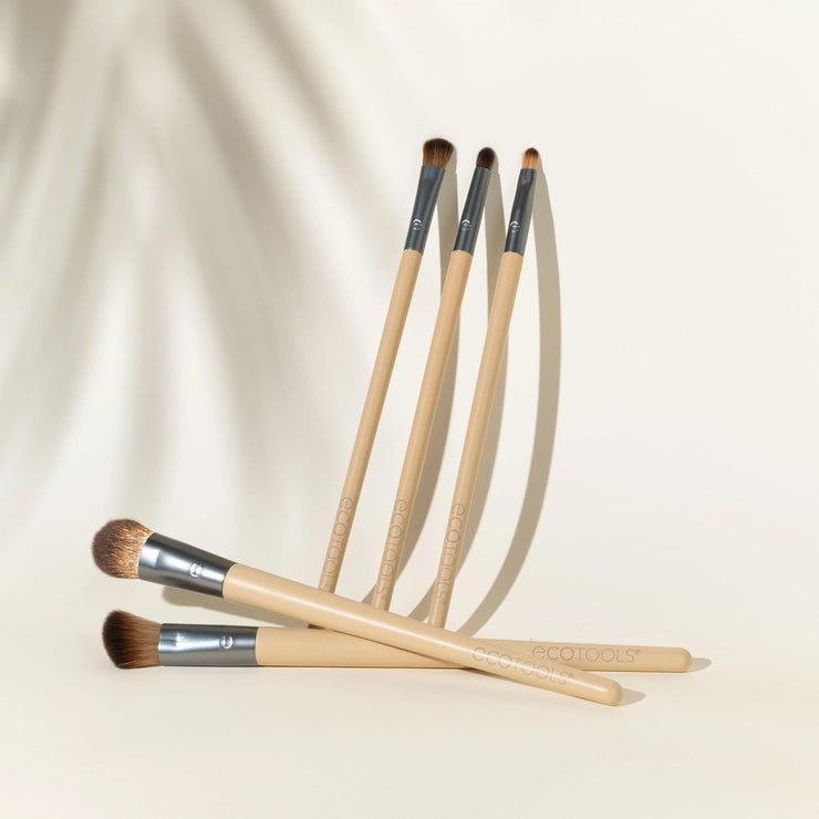 Eco-Friendly Daily Defined Eye Brush Kit – 5-Piece Cruelty-Free Makeup Brushes for Eyeshadow & Eyeliner