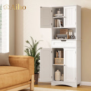 66" H Kitchen Pantry Cabinet with 2 Doors & 1 Drawer & 3 Shelves, Solid & Sturdy, Storage Cabinet for Entryway, Kitchen - White