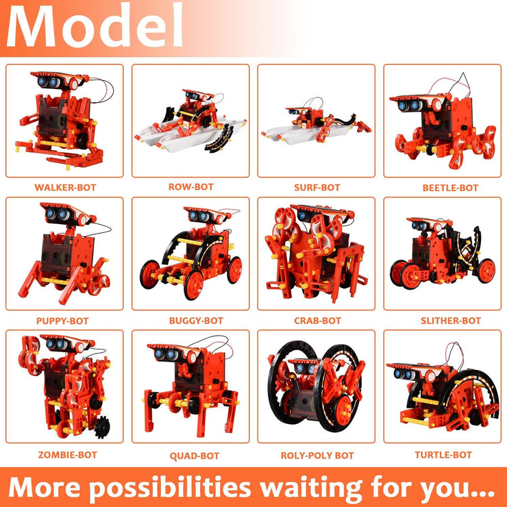 STEM Projects 12-In-1 Solar Robot Toys,Learning Science Experiment Kit, Easy to Build,Gifts for Kids Ages 8+ Year Olds Boys