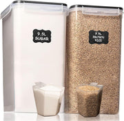 2 PC (9.5L | 321 Oz) Extra Large Bulk Food Storage Containers with Airtight Lids for Flour, Sugar, Rice, Cereal & Pasta - Leakproof, Bpa-Free Plastic Canisters for Kitchen & Pantry Organization