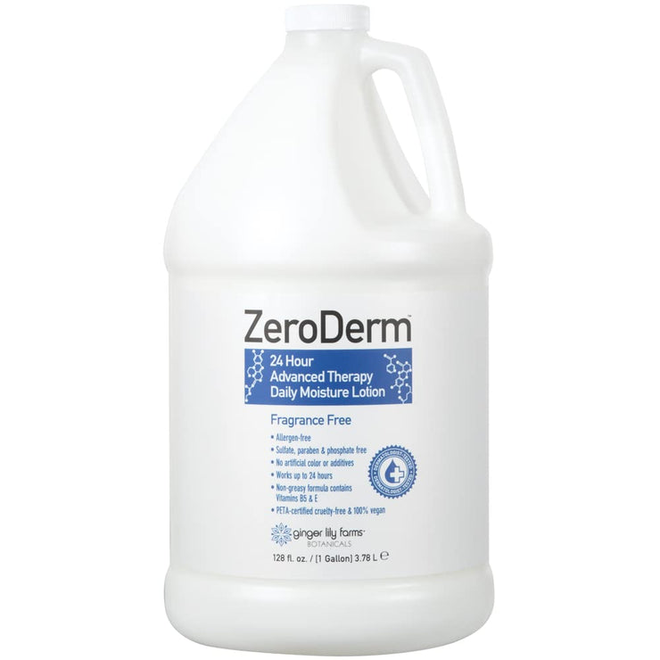 Botanicals Zeroderm 24 Hour Advanced Therapy Daily Moisture Lotion, Allergen-Free, 100% Vegan & Cruelty-Free, Fragrance Free, 1 Gallon (128 Fl. Oz.) Refill