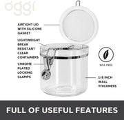 Jumbo Clear Canister with Clamp Lid, 150 Oz - Airtight Food Storage Container, for Kitchen & Pantry Storage of Bulk, Dry Foods Including Pasta, Flour, Sugar, Coffee, Rice, Tea, Spices & Herbs