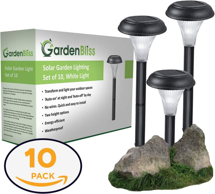 Best Solar Lights for Outdoor Pathway, 10 Brightest Light Set for Walkway, Patio, Path, Lawn, Garden, Yard Decor, Double Waterproof Seal, Large Led Landscape outside Post Lighting Lamps