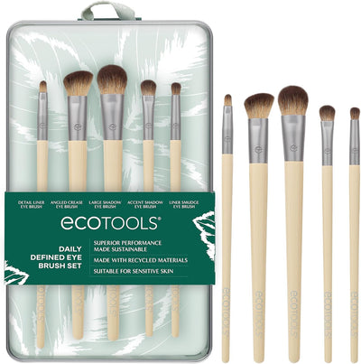 Eco-Friendly Daily Defined Eye Brush Kit – 5-Piece Cruelty-Free Makeup Brushes for Eyeshadow & Eyeliner