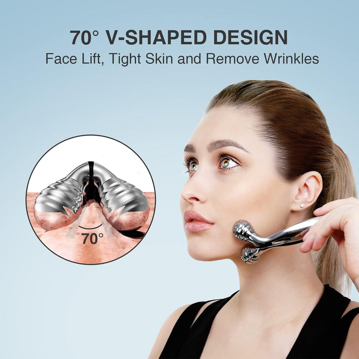 Face Massager Roller: Facial Roller Contouring Massager - Face Roller for Reduce Puffiness, Skin Tightening & Collagen Production, Clear Toxins, Face Lift