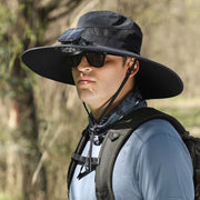 Wide Brim Solar Fan Outdoor Fishing Hat,Men Sun Hat with Solar Fan Fishing Hats,Solar Fan Hat Upf50+ Fan Hat
