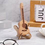 Guitar Pick Holder Wooden Acoustic Guitar Pick Box with Stand Smooth Edge Portable Storage Container for Guitar Plectrum Case