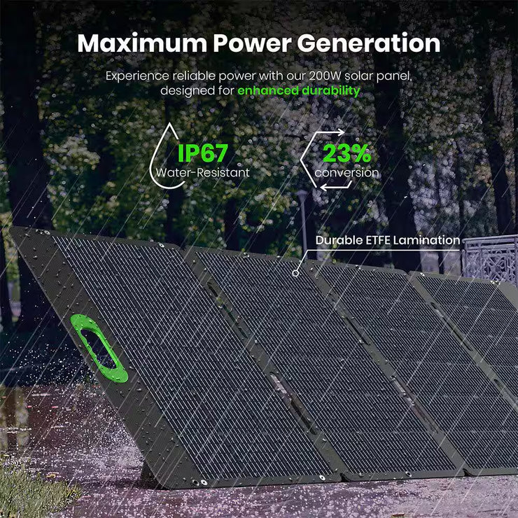 Solid-State Solar Battery Generator 4,000W (2,611Wh) Button Start with 600W (3X 200W) Solar Panels, Camping, Home, RV