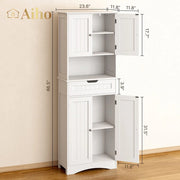 66" H Kitchen Pantry Cabinet with 2 Doors & 1 Drawer & 3 Shelves, Solid & Sturdy, Storage Cabinet for Entryway, Kitchen - White