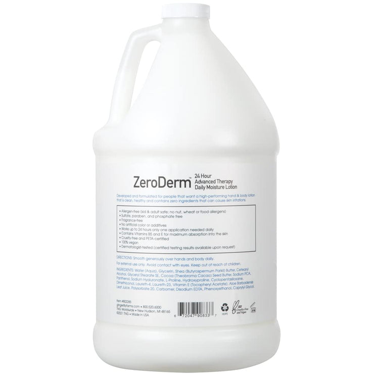 Botanicals Zeroderm 24 Hour Advanced Therapy Daily Moisture Lotion, Allergen-Free, 100% Vegan & Cruelty-Free, Fragrance Free, 1 Gallon (128 Fl. Oz.) Refill