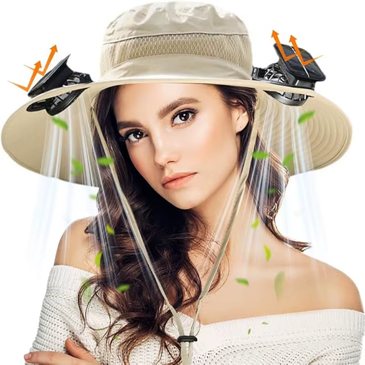 Wide Brim Solar Fan Outdoor Fishing Hat,Men Sun Hat with Solar Fan Fishing Hats,Solar Fan Hat Upf50+ Fan Hat