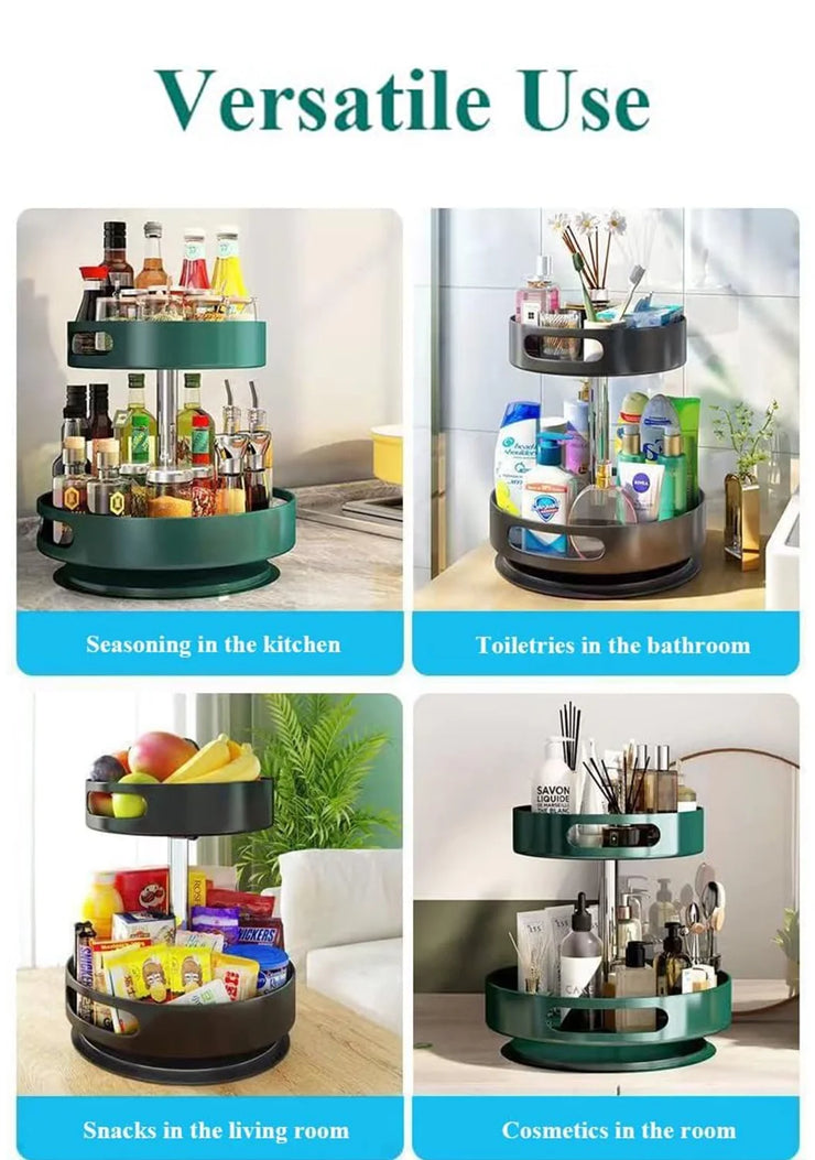 Metal 360 Degree Rotation 2-Tire Spice Rack
