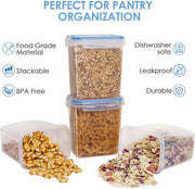 Airtight Food Storage Containers 12 Pieces 1.5Qt / 1.6L- Plastic BPA Free Kitchen Pantry Storage Containers for Sugar, Flour and Baking Supplies - Dishwasher Safe - Include 24 Labels, Blue