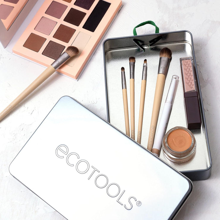 Eco-Friendly Daily Defined Eye Brush Kit – 5-Piece Cruelty-Free Makeup Brushes for Eyeshadow & Eyeliner