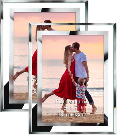 5X7 Picture Frames Modern 5 by 7 Inch Glass Picture Frame Friends Gifts for 5X7 Photos Display, Pack of 2