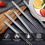 1/2/5 Pairs Chinese Chopsticks Stainless Steel Non-Slip Sushi Chopstick Korean Japanese Food Metal Sticks Kitchen Tableware Set