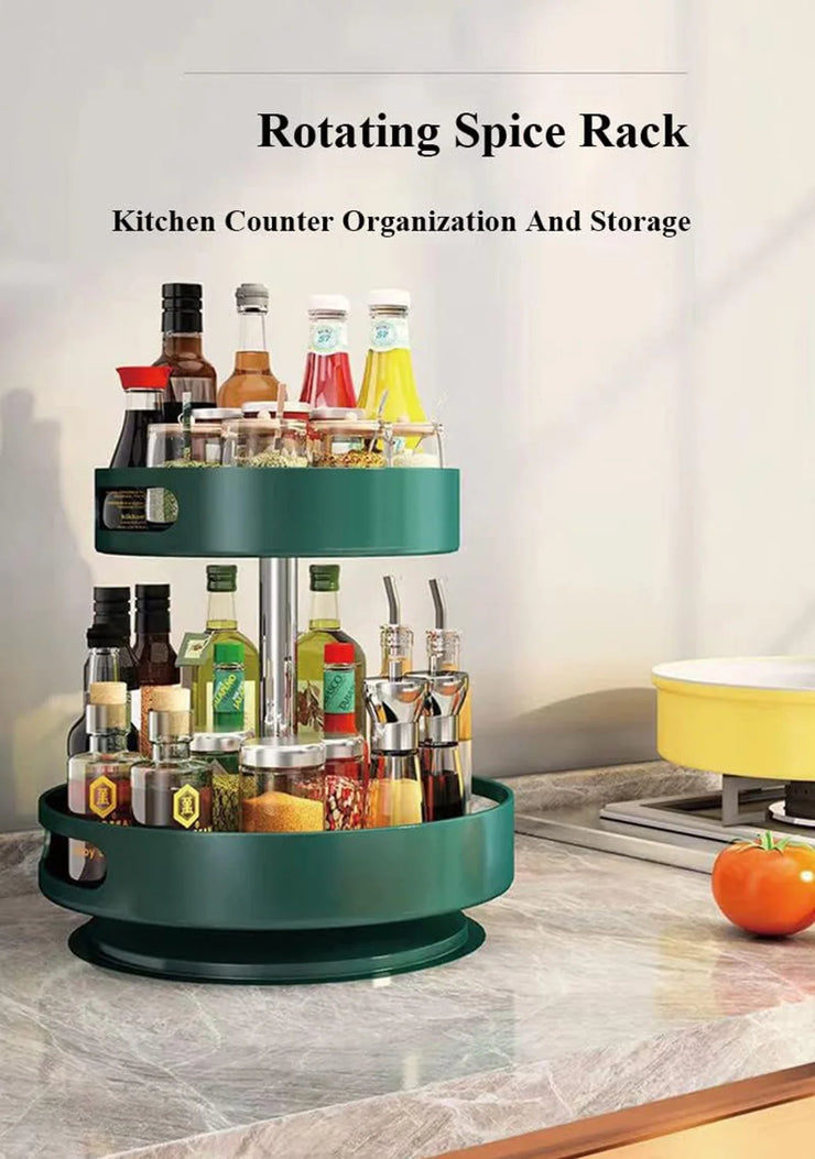 Metal 360 Degree Rotation 2-Tire Spice Rack