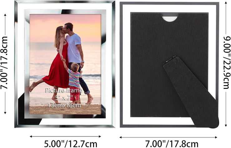 5X7 Picture Frames Modern 5 by 7 Inch Glass Picture Frame Friends Gifts for 5X7 Photos Display, Pack of 2
