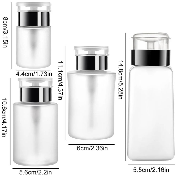 60/150/180/250ML Nail Bottle Empty Press Pump Dispenser – Portable Plastic Liquid Polish Remover Cleaner for Makeup & Manicure Tools